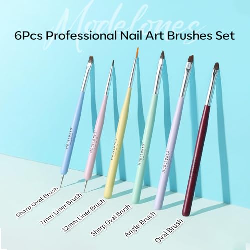 Modelones Nail Art Brushes, Gel Polish Liner Clean up Carving Dotting Tools - color: A-Blue-1