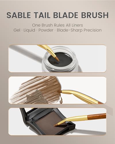 Desert Oak Series Bent Eyeliner Brush - 30° Angled Kolinsky Sable for Sharp Lines & Brows, Luxury Bubinga Handle (CM 177) - color: CM-0177, size: 1 Piece
