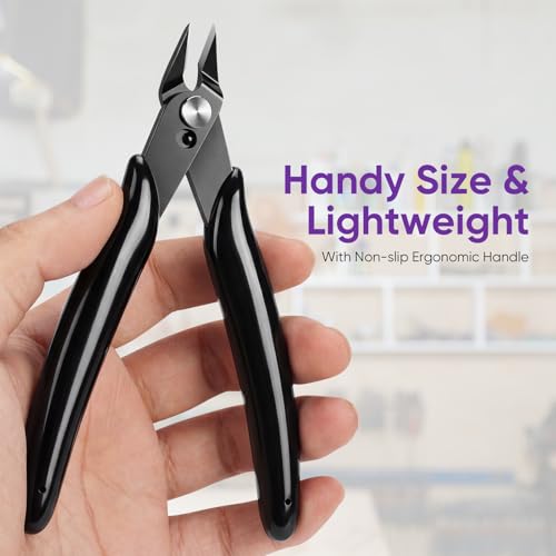 5 Inch Micro Wire Cutters, 2 Pack Precision Flush Cutters, Zip Tie Cutter - color: Black (2 Pack)