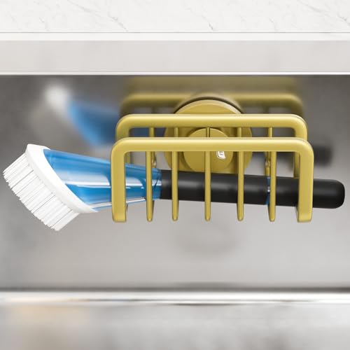 TAILI Gold Sponge Holder for Kitchen Sink with Strong Suction Cup - color: Gold, size: 5.1" x 2.3"