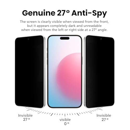 For iPhone 16 Pro [Upgraded 27°] Privacy Screen Protector [2 PACK][High Touch Sensitivity][Anti-Spy PET Film][Easy Installation with Alignment Jig][Scratch Self-Healing] - size: iPhone 16 Pro