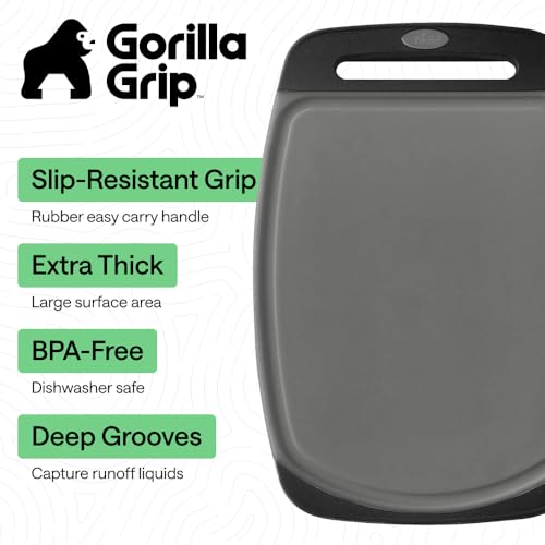 GORILLA GRIP Cutting Board Set of 3, Slip Resistant & Nonporous, Gray Black - color: Gray/Black