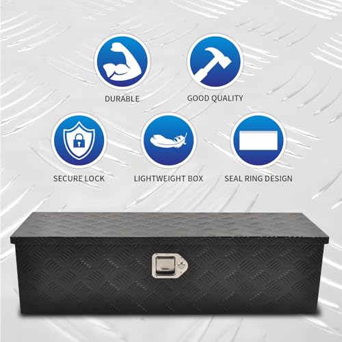39" Aluminum Truck Bed Tool Box with Lock, Black(39"×13"×10") - color: Black, size: 39"x13"x10"