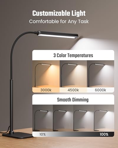 SUPERDANNY Eye-Caring LED Desk Lamp Work Lamp Office Lamp with Base - color: Black, size: Base Stand