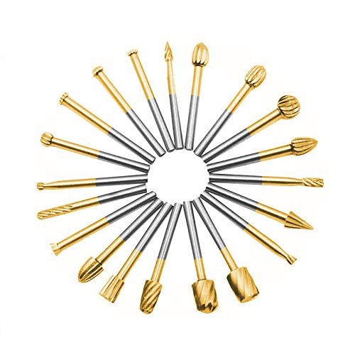 20pcs Rotary Bits Burr Set with 1/8 inch Shank - size: 20 pcs Router Bits