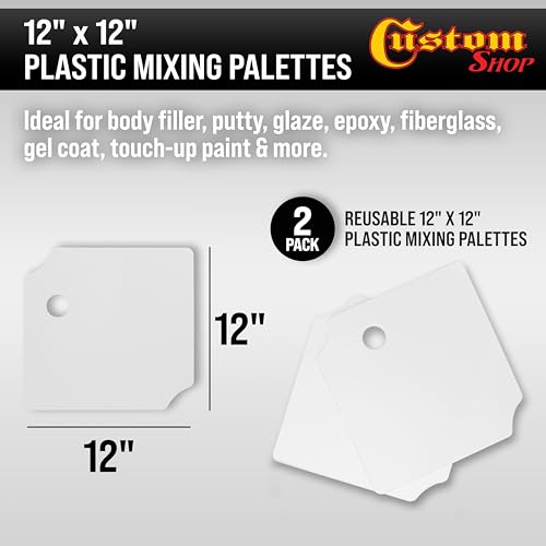 Custom Shop 12 x 12 Inch Plastic Body Filler Mixing Palette (2 Pack) - size: 12" x 12"