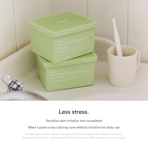 Abib Heartleaf Sheet Mask Daily Pick, 30 Sheets, Korean Skincare Soothing Face Mask - color: Heartleaf