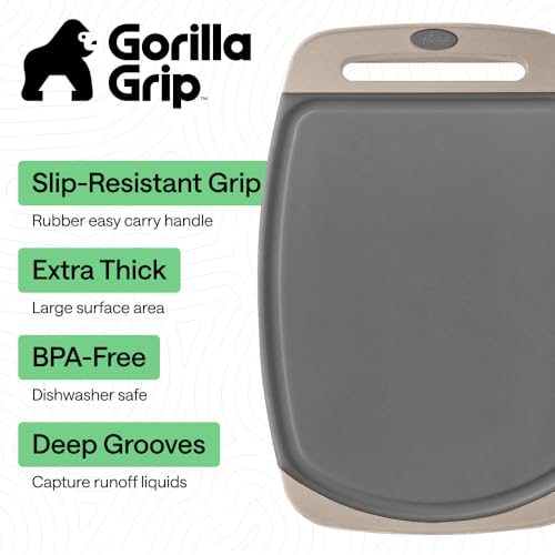 GORILLA GRIP Cutting Board Set of 3, Slip Resistant & Nonporous Gray Almond - color: Gray/Almond