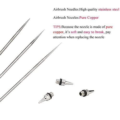 25PCS Airbrush Replacement Parts Kit (0.2mm/0.3mm/0.5mm) - size: 0.2/0.3/0.5MM Needles & Nozzles& Caps+Wrench