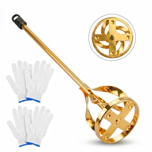 Paint Mixer for Drill - 15.75" Spiral Mixer Paddle for 1-5 Gallon Buckets - color: Gold-1pcs