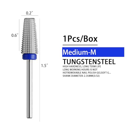 5 in 1 Nail Drill Bits Carbide Rotary Bit, 3/32" Shank Medium-M - color: Silver, size: M