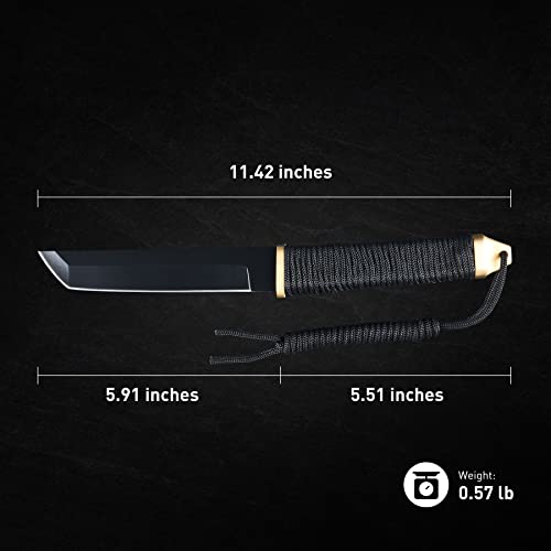 Leopcito 11.5" Japanese Fixed Blade Tactical Knives with Sheath - color: Black