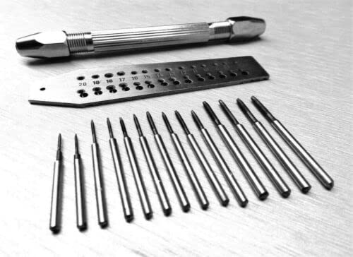 JTS Mini Tap and Die Set 14 Taps and Screwplate and Pin Vise Set 0.7-2mm Jewelry Making