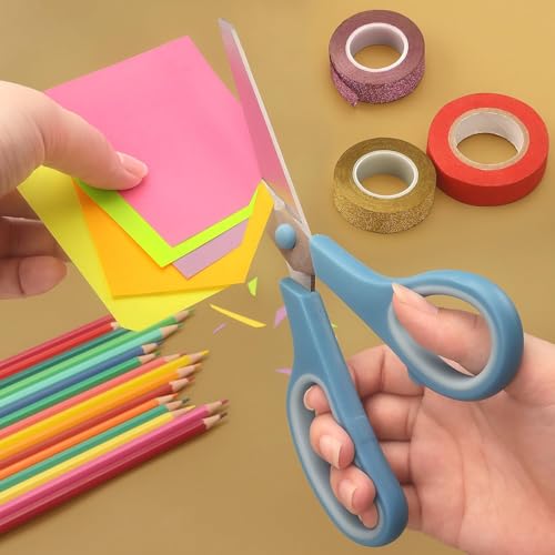 LONGKEY 8.5" Pastel Scissors 3-Pack, Ultra Sharp Stainless Steel - color: Pastel Green, Pink, Blue