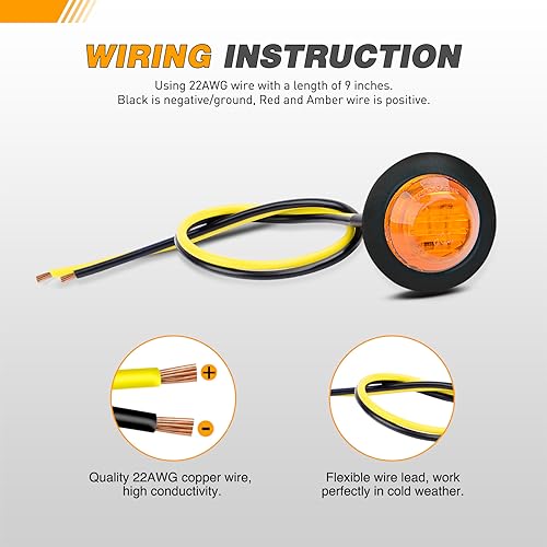 GOOACC 3/4 Inch Bullet Side Marker Light 30PCS Red Amber White - color: Red+Amber+White 30PCS