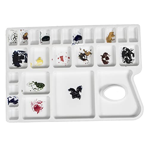 Zahepa Watercolor Palette Tray with Thumb Hole, 20 Wells, Paint Mixing Box - style: Rectangle - 16 Compartments