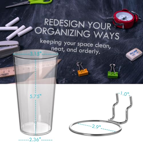 Pegboard Cups With Loops 6 Pack Peg Board Organizer Pencill Holders (Clear) - color: Clear