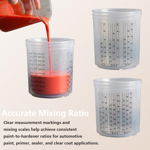 40Pcs 20oz(600ml) Disposable Paint Cups for HVLP/LVLP Automotive Spray Gun - color: 600ML & 40PCS
