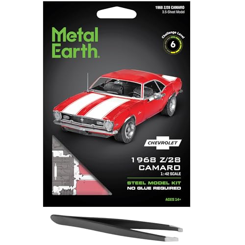Fascinations Metal Earth 1968 Chevy Camaro Z/28 Metal Model Kit Bundle with Tweezers