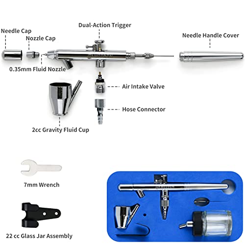 MEEDEN Airbrush Spray Gun Kit: 3 Pack with 0.25, 0.35 & 0.5mm Needles