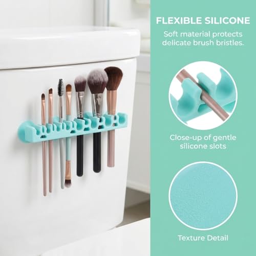 Beavorty Cosmetic Brush Storage Rack 1pc Silicone Makeup Brush Paint Silicone Holder Makeup Storage Organizer Box Drying Shelf Holder Organizer Desk