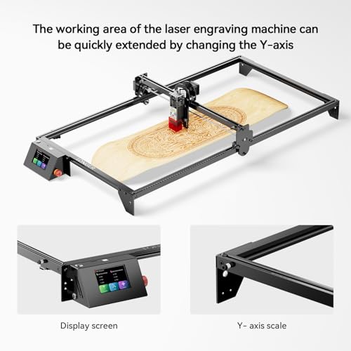 Longer RAY5 Laser Engraver, 5000mW Lazer Cutter with Y-Axis Extension Area - color: Deep Black
