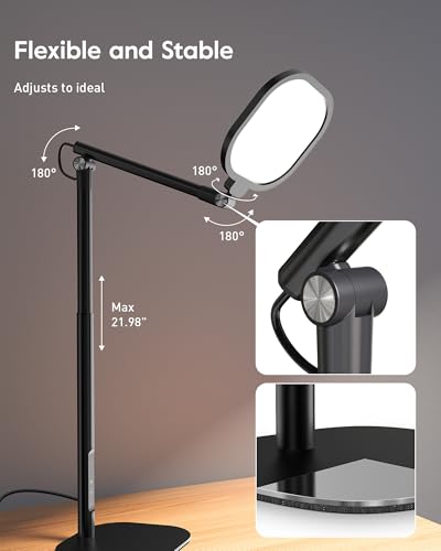LitONES Tall LED Desk Lamps Home Office, Edge-Lit Eye-Care, 50 Light Modes - size: Black 1Pack