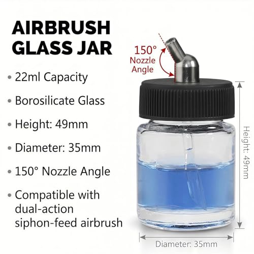 10pk 0.75oz Glass Airbrush Bottles, 30° Siphon with Silicone Caps - size: G2P