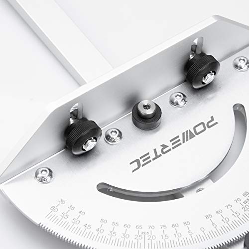 POWERTEC 71143 Deluxe Miter Gauge for Table Saw | Miter Guide with 120 Angle Stops, Silver - style: 120 Angle Stop Miter Gauge
