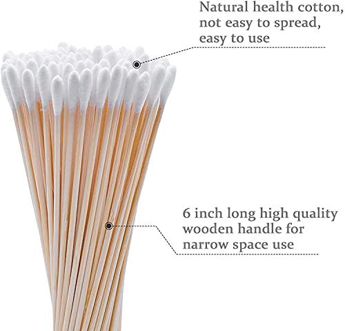 6 Inch Long Cotton Swabs, Cotton Tipped Applicators, 200 Count - size: 200 Round