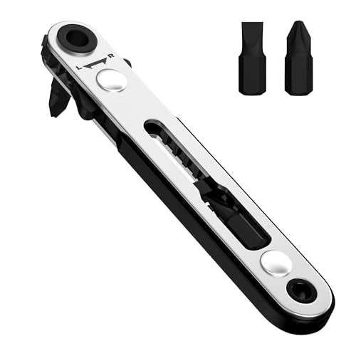 Bates- Mini Ratchet Wrench, 1/4" Magnetic 90 Degree Screwdriver, Black, Low Profile Right Angle Screwdriver for Tight Spaces - color: Black, size: 1 pcs