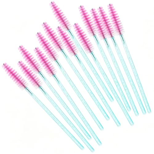 Elisel 100pcs Disposable Mascara Brushes with Container, Mascara Wands Makeup Brushes Applicators Kits for Eyelash Extensions and Eyebrow Brush (Blue Pink) - color: Blue Pink