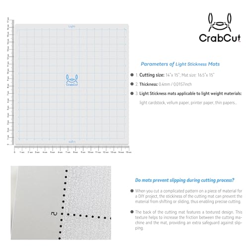 Cutting Mats for Silhouette Cameo 4 Plus and 5 Plus 3 Pack Durable Long Lasting Replacement Cut Mat 14x15 Inch (Light Stickiness) - color: Light