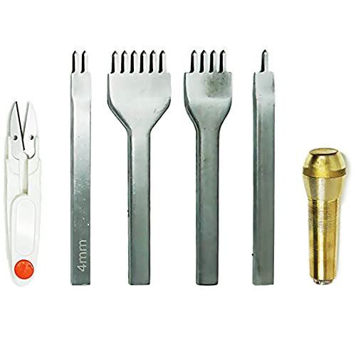 VViViD 59 Piece Leather Working Tools and Supplies Kit with Tool Box, Prong Punch, Edge Beveler, Wax Threads, Needles, Stitching, Sewing, Punching, Leather Making