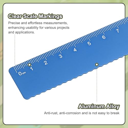 HARFINGTON 2pcs Straight Ruler 20cm Metric Metal Aluminum Alloy Measuring Bookmark Clip Rulers Scale Tool for Measure Study Reading Classroom Office, Blue - color: Blue, size: 20cm