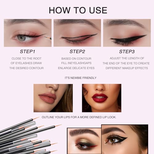 100 Pack Disposable Eyeliner Brush, Ultra-fine Point Eye Liner Applicator Cosmetic Eye Wands Makeup Brushes Tools (Color: Black)