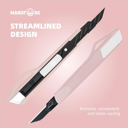 MANUFORE 5pcs 9mm Snap-off Knives with 30-Degree Precision Blade - size: 5pcs pink knife