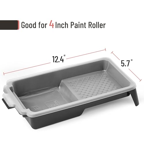 Bates- 4 Inch Paint Tray Set, 81 Pack, 1x 4 Inch Paint Roller Tray, 80x Disposable Plastic Liners, Black and White - size: 4 inch, 81 pcs