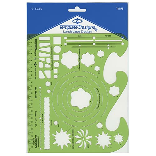 ALVIN, TD1178, Landscape Design Template, Drawing and Drafting Tool for Artists, Architects, Design and Drafting, 7 x 8.25 x .030 Inches - style: Landscape Template