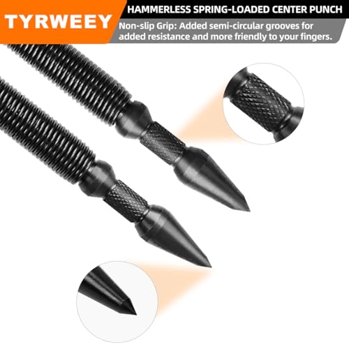 Hammerless Spring Loaded Center Punch Dual Head 1/8-in, 3/16-in - size: 1/8 & 3/16 Center Punch -1pc