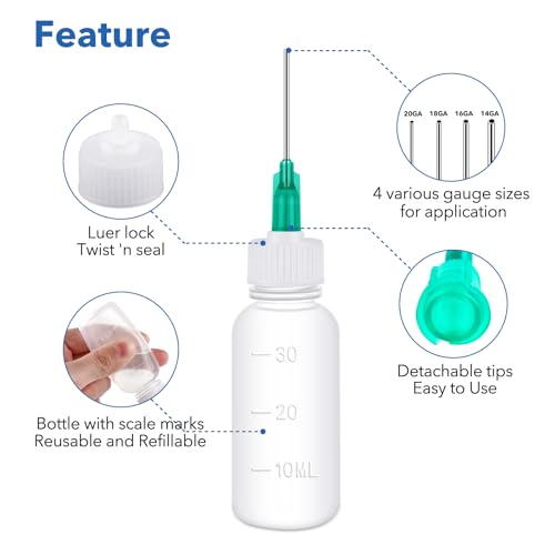 12PCS 30ml Plastic Squeezable Dropper Bottles with Blunt Needle Tips for Glue, Paint, Craft and Oil Applications - color: 12PCS