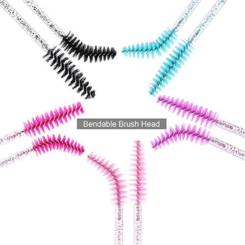 Tbestmax 500 Disposable Mascara Wands Eyelash Brush Spoolies for Eyebrow Eye Lash Extension Colorful - color: Crystal-5 Colors