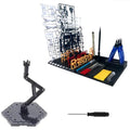 2-Piece Set Model Kit Display Stand and Runner Storage System with Action Base, Suitable for Model Stand and HG, MG and RG Model Character Display Stand ,Suitable for storing various tools，Black.