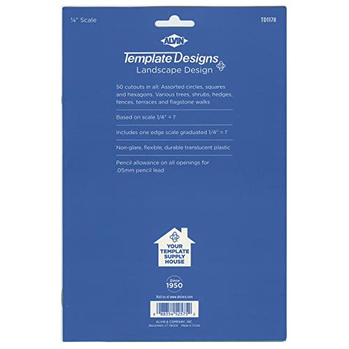 ALVIN, TD1178, Landscape Design Template, Drawing and Drafting Tool for Artists, Architects, Design and Drafting, 7 x 8.25 x .030 Inches - style: Landscape Template