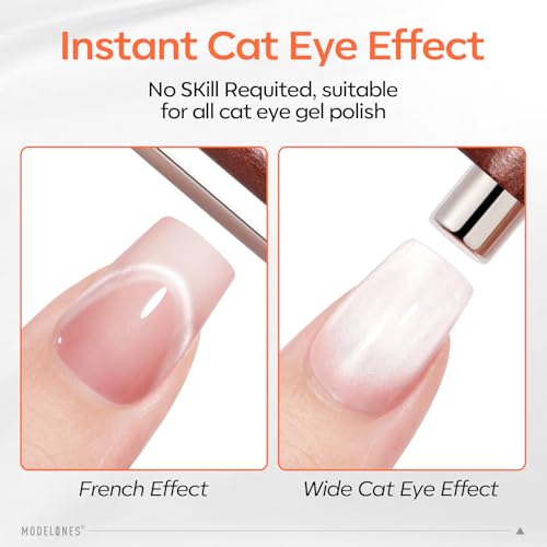 Modelones Cat Eye Magnet for Nails, 3-in-1 Cylindrical & Square Magnets Nail Art Pens,Multi-Function Strong Magnet Nail Art Tool for Cat Eye Design DIY(Magnet Only, No Gel Included) - color: A A Brown Cat Eye Magnet