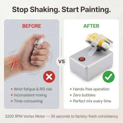 Vortex Mixer & Paint Shaker for Model Paints, Nail Polish, Acrylics - color: Silver