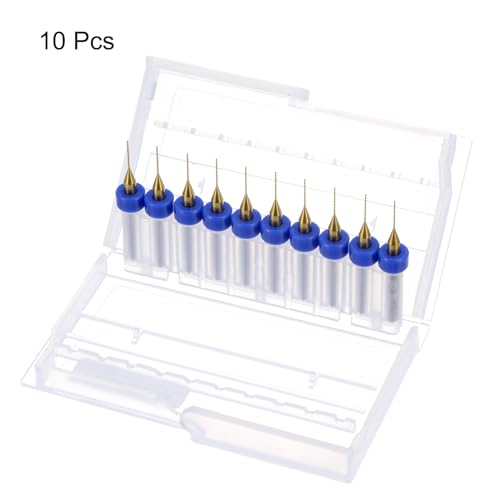 uxcell 10pcs PCB Drill Bits 1/8" Shank 0.5mm Titanium Coated Carbide Micro Twist Mini Drill Bits Set Rotary Drilling Tool for Print Circuit Board Jewelry CNC Engraving - size: 0.5mm
