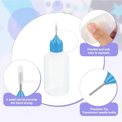 MECCANIXITY 5Pcs Needle Tip Squeeze Bottle, 30ml/1oz Glue Tip Applicator Bottles Plastic Liquid Glue Bottle for Paper Crafts, Painting, Oil, Ink(Blue, with 5 Funnel) - color: Blue, size: 30ml/1 oz