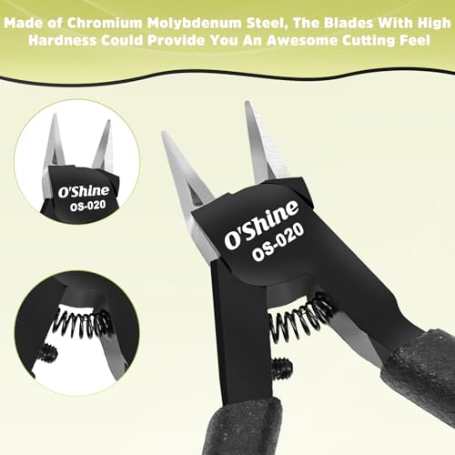 O'Shine Advanced Double-Edged Sprue Cutter, 4.7-inch Long & Thin Blade Gundam Nipper, Precision Plastic Model Kit Hobby Clippers, Protective Sheath Included - color: Black