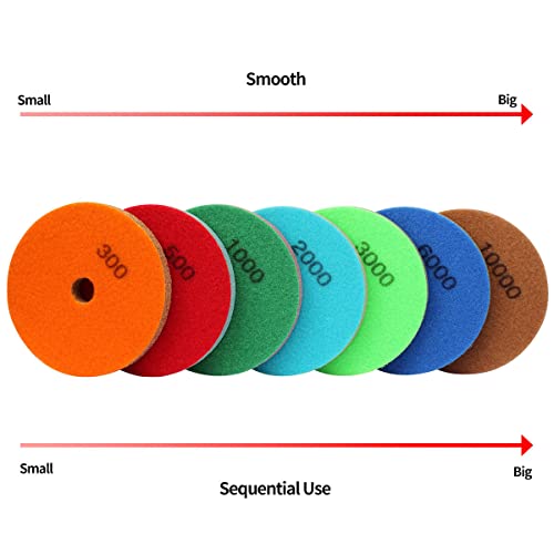 5" Diamond Sponge Fiber Polishing Pad 2000 Grit - Polishing Tile Stone Marble Concrete Ceramics Glass 2Pcs - size: Grit-2000#-2Pcs